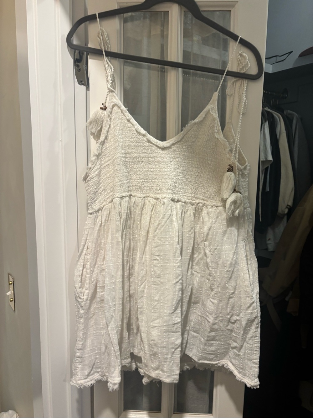 Free People Cream Boho Tassel Camisole